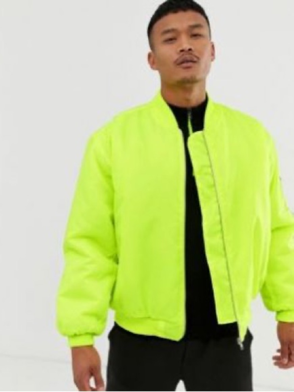 Neon Yellow Bomber Jacket Lightweight Zip Up Size OS - Mens